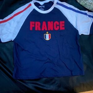 On Fire Kids France Tee - Navy, Red, White